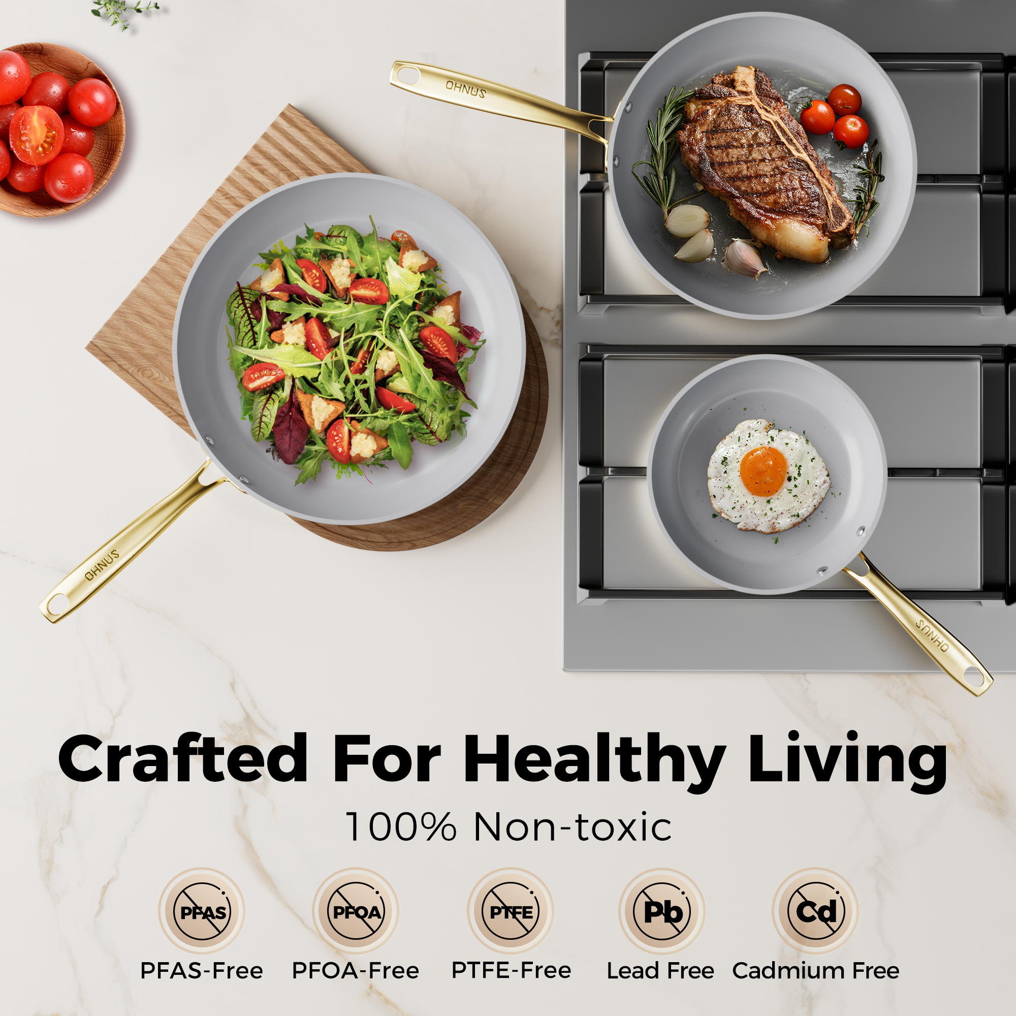 Sanho Diamond Titanium Ceramic Frying Pan - Sanho