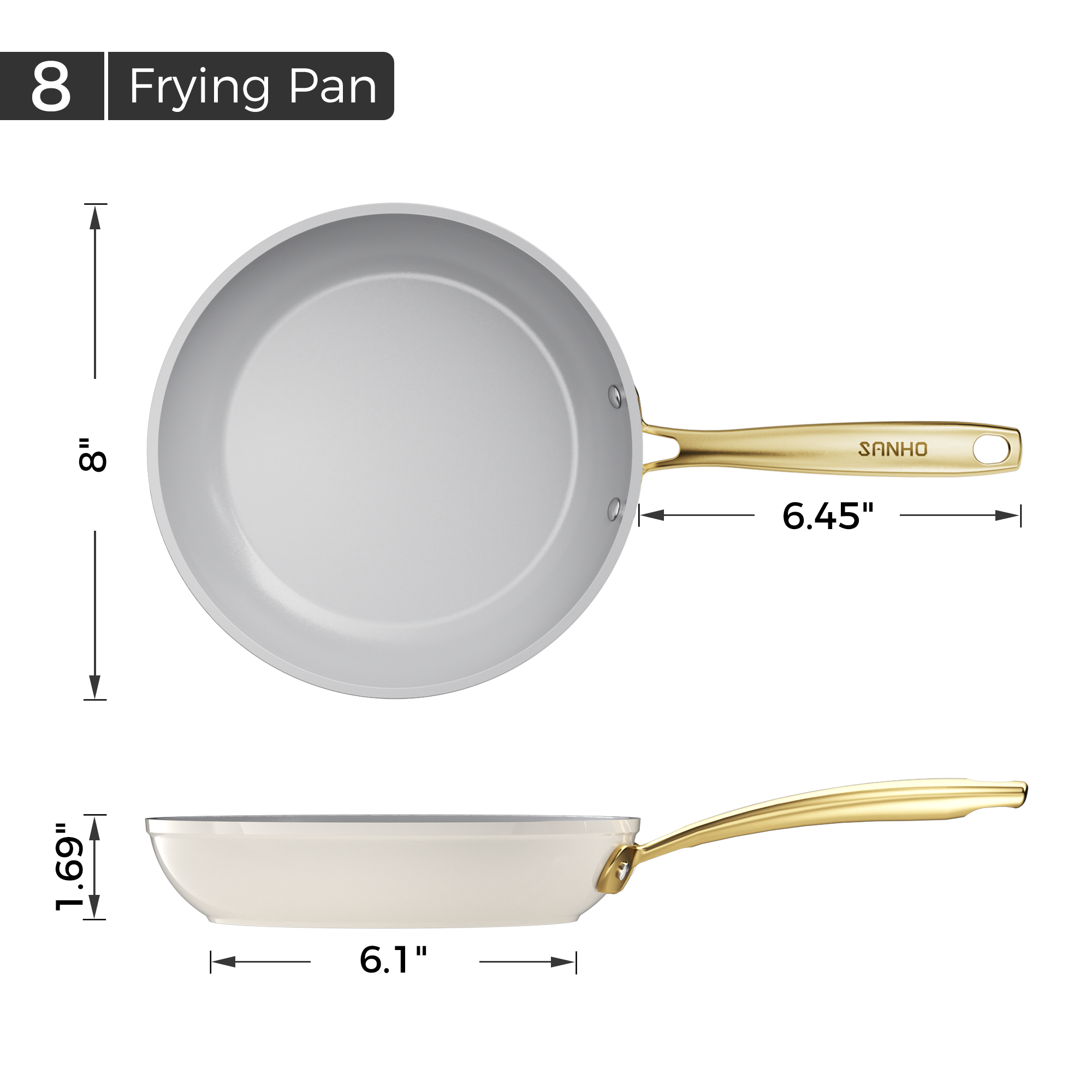 Sanho Diamond Titanium Ceramic Frying Pan - Sanho