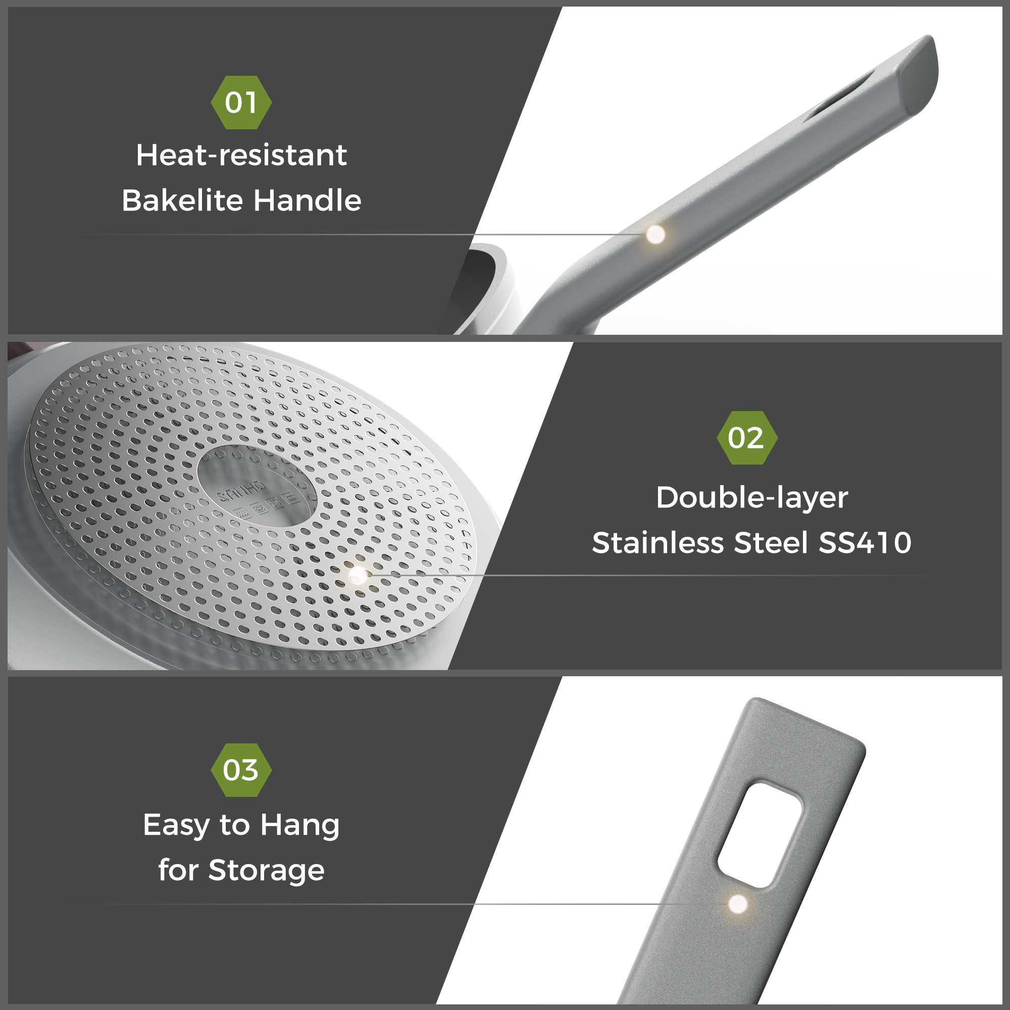 Sanho Nonstick Ceramic Frying Pan Feature Graphic