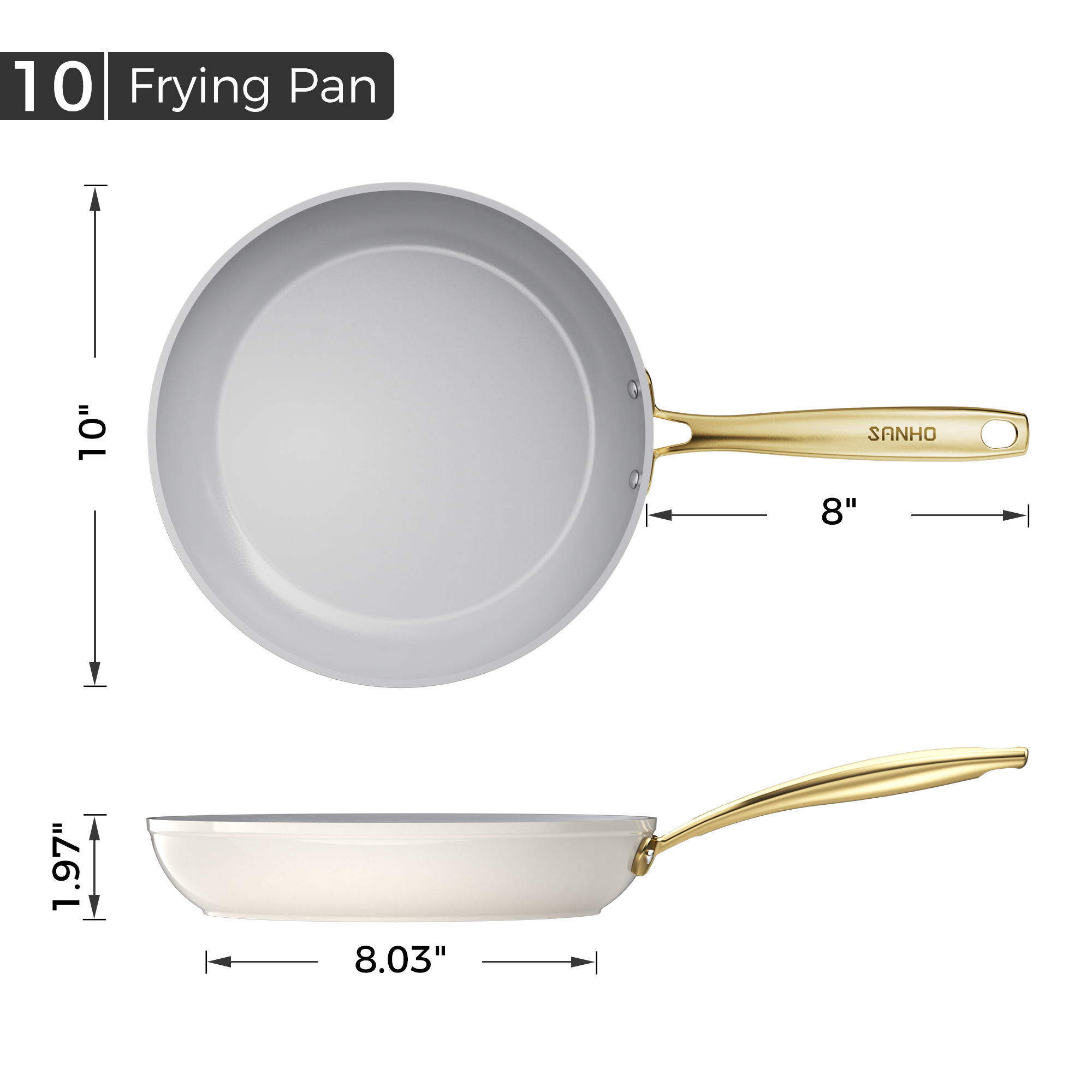 Sanho Diamond Titanium Ceramic Frying Pan - Sanho