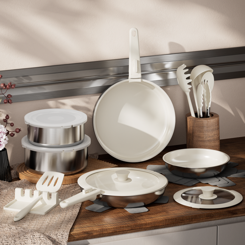 Sanho 21-Piece Tri-Ply Stainless Steel Cookware Set - Sanho