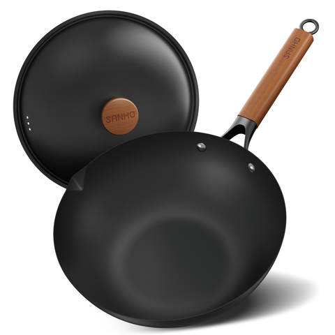 Sanho Carbon Steel Wok with Lid image
