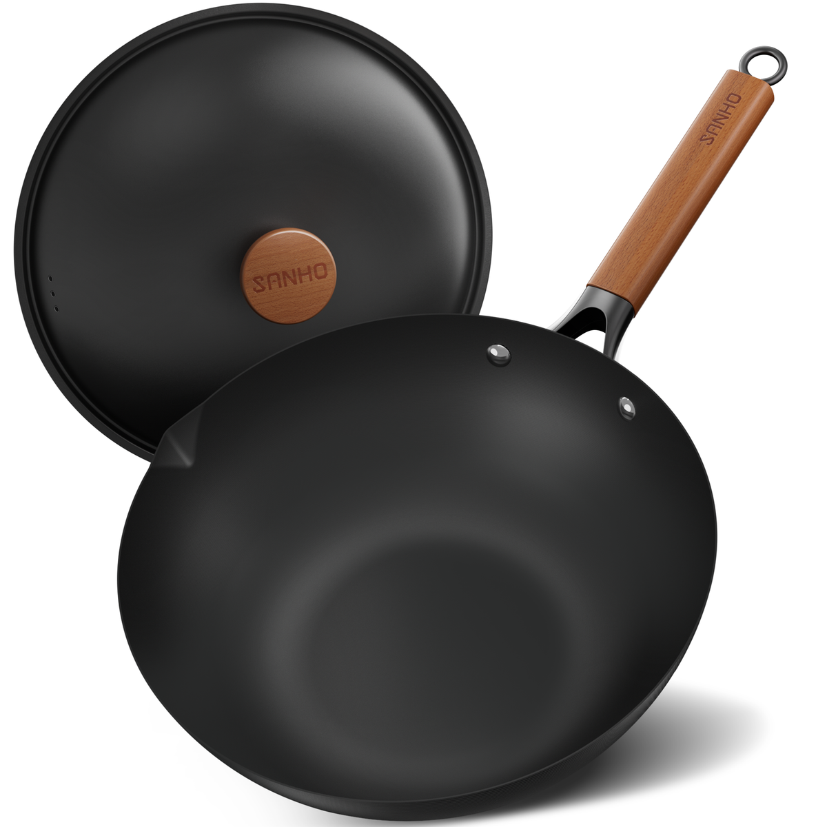 Sanho Carbon Steel Wok with Lid - Sanho
