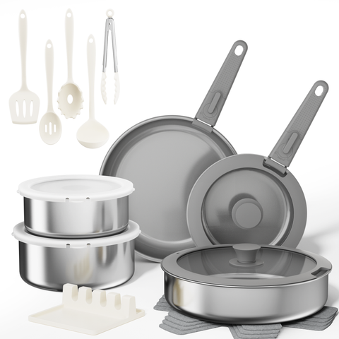 Sanho 21-Piece Tri-Ply Stainless Steel Cookware Set - Sanho