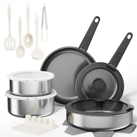 Sanho 21-Piece Tri-Ply Stainless Steel Cookware Set - Sanho